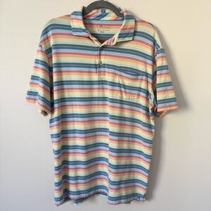 Peter Millar Crown Cannon Beach Striped Golf Polo Shirt Men's Size Medium